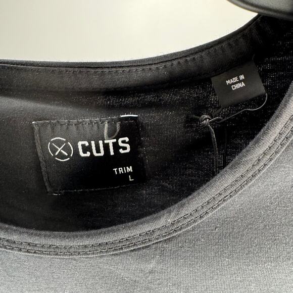 NWT CUTS Men's Short Sleeve Crew Curve Hem Black Large - Picture 3 of 5